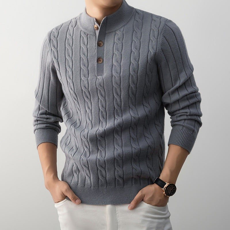 Heavy knit cardigan with textured pattern