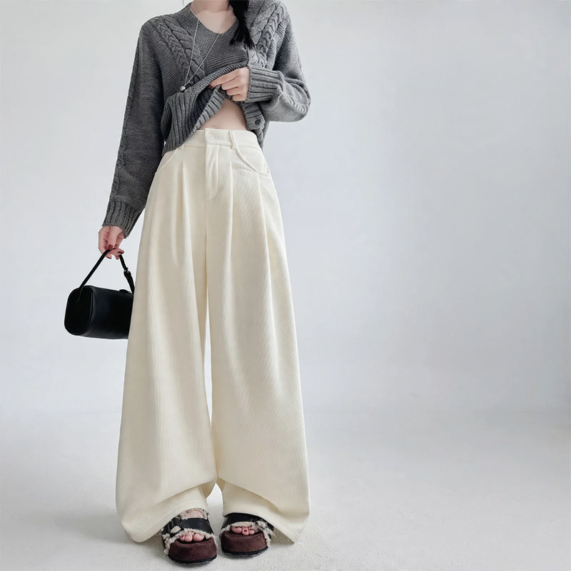 Padded corduroy suit pants with high waist