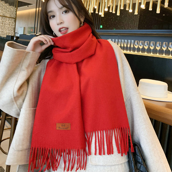Winter scarf with fringes, 200x70 cm