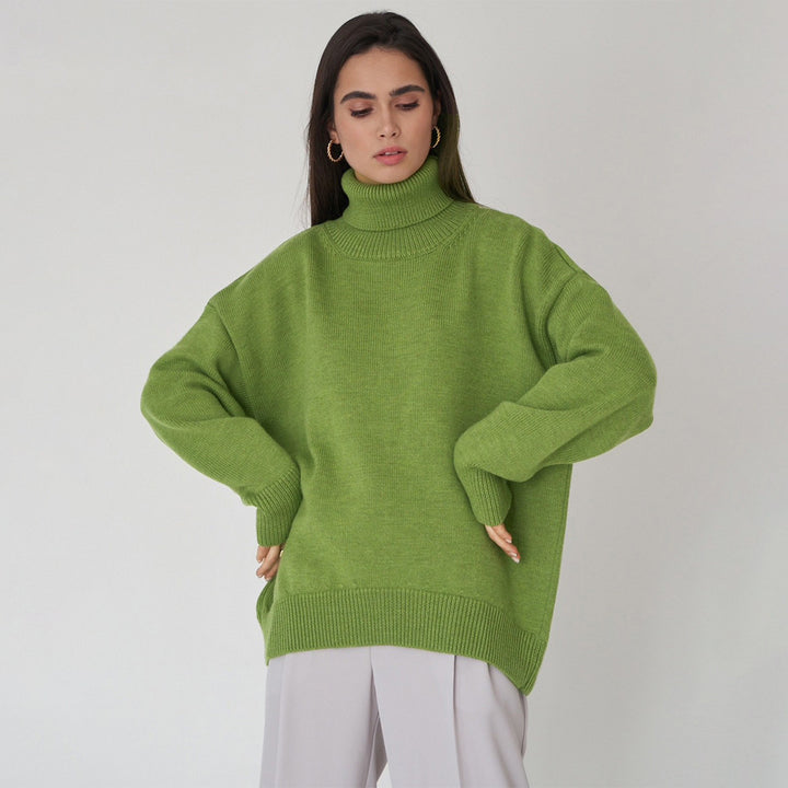 More elegant, loose women's turtleneck sweater