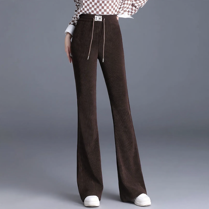 Fleece-lined corduroy pants with a slight flare