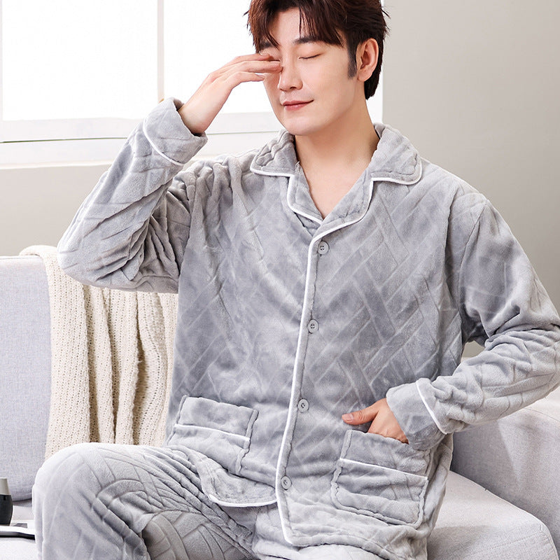 Warmer Herren-Hausanzug aus Flanell