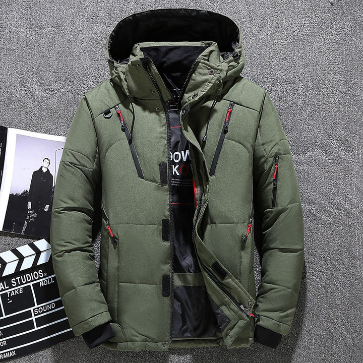 Warm men's down jacket, fitted