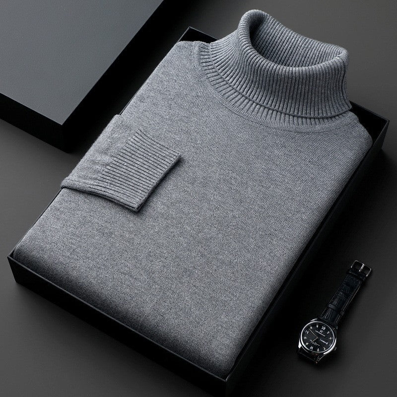 Men's turtleneck sweater, solid color, thick and loose