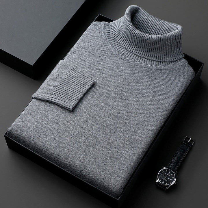 Men's turtleneck sweater, solid color, thick and loose