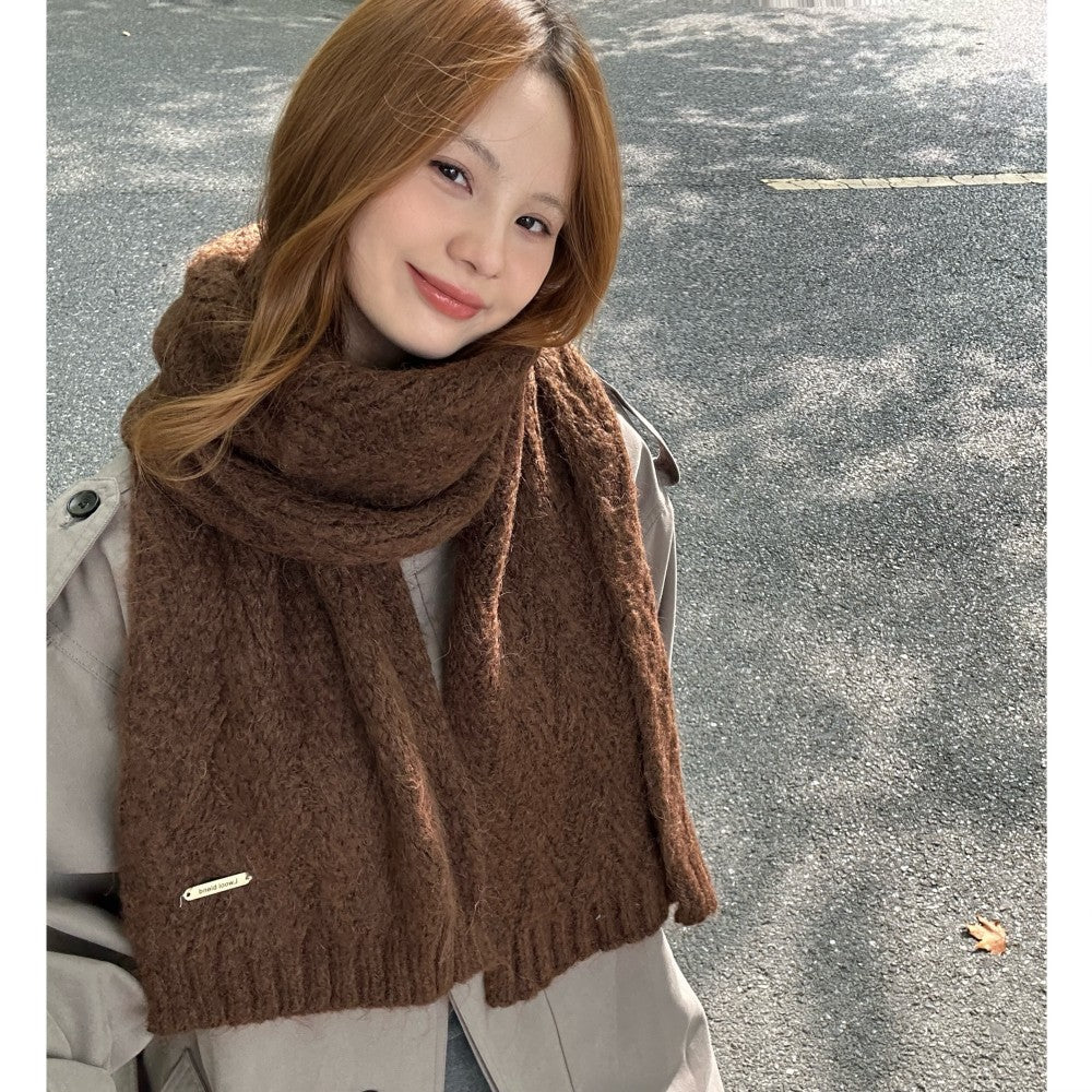 High-quality alpaca wool knitted scarf, 24x165 cm