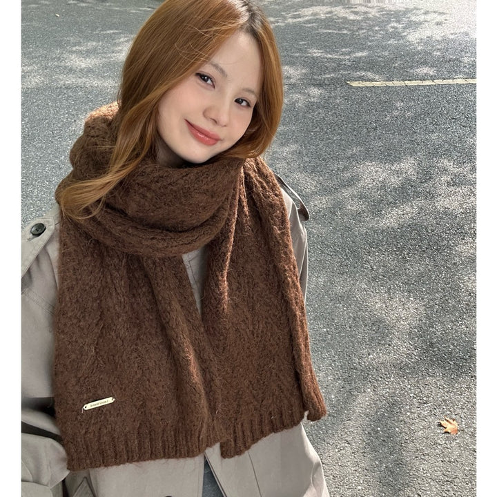 High-quality alpaca wool knitted scarf, 24x165 cm