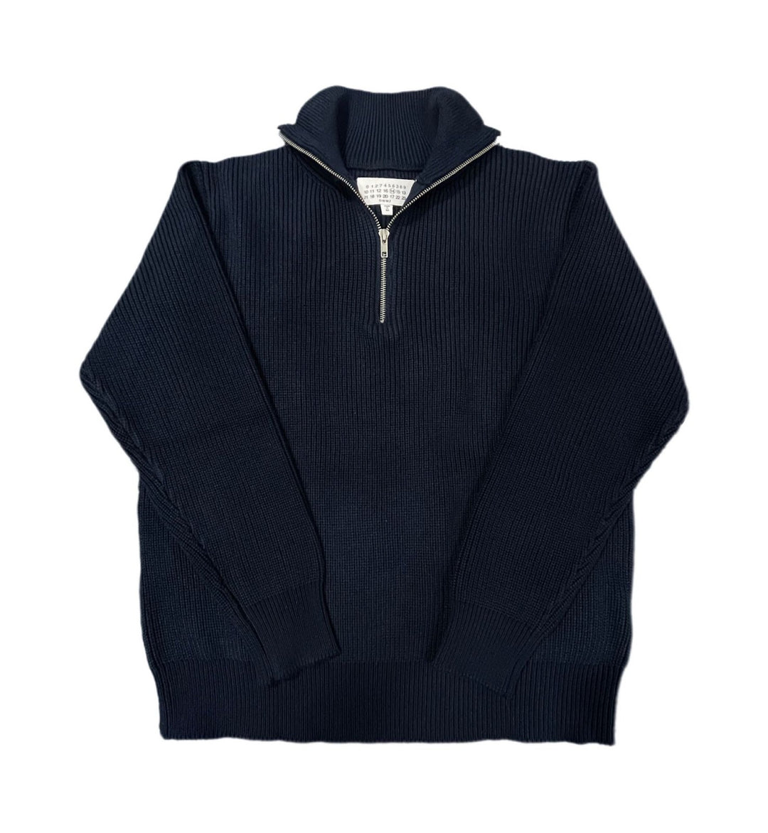Unisex knitted pullover with zipper, cotton blend