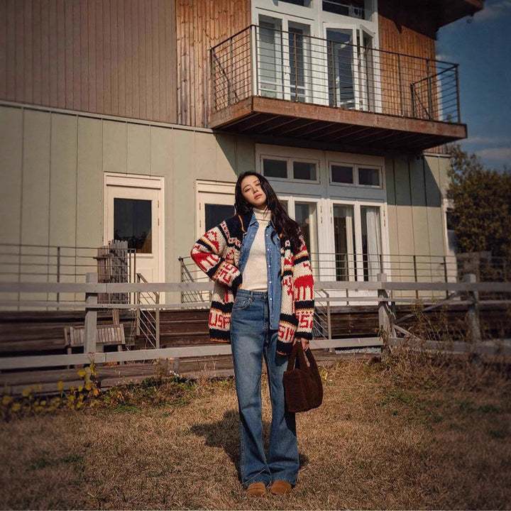 Women's cardigan in Korean style with reindeer motif