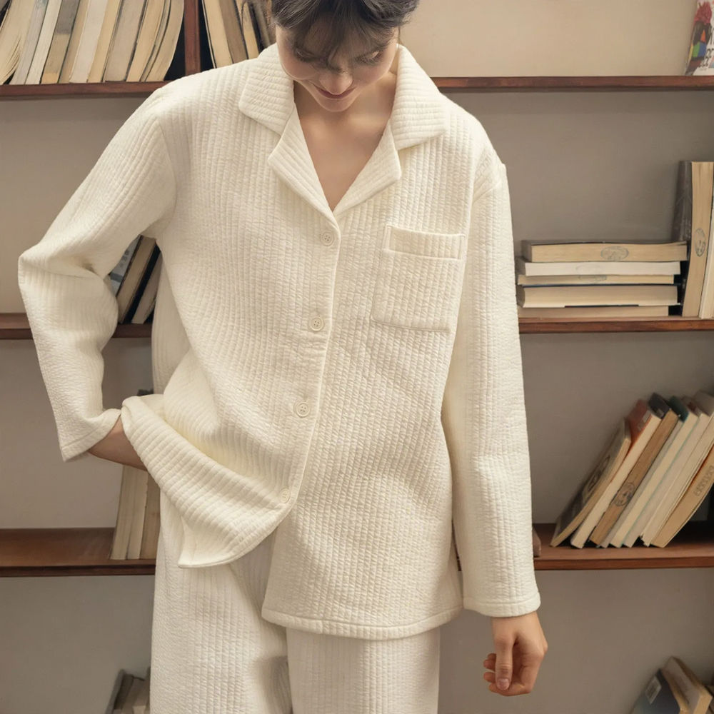Cotton loungewear set for couples, long-sleeved