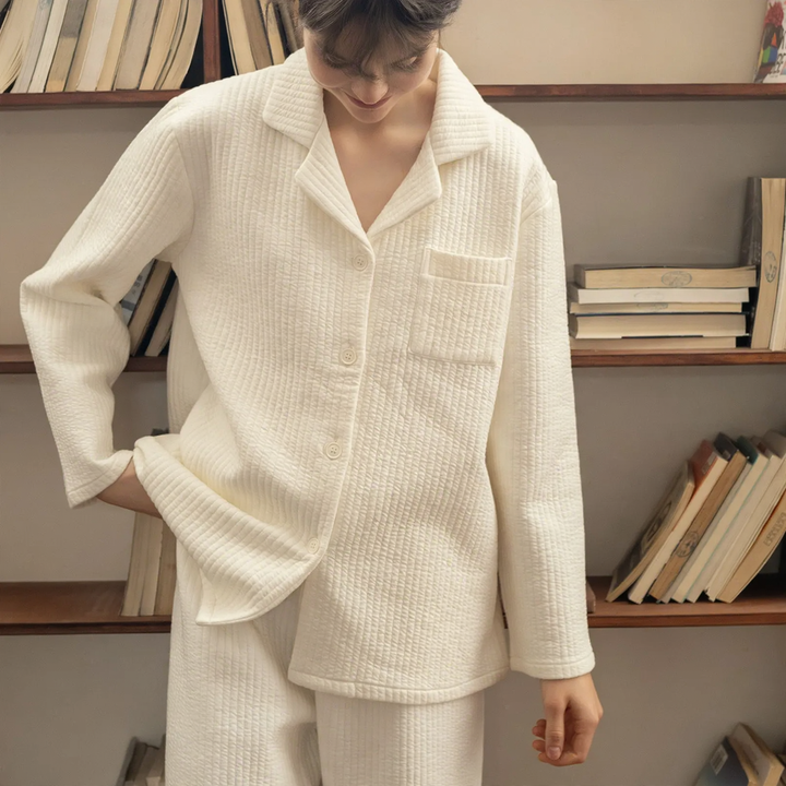 Cotton loungewear set for couples, long-sleeved