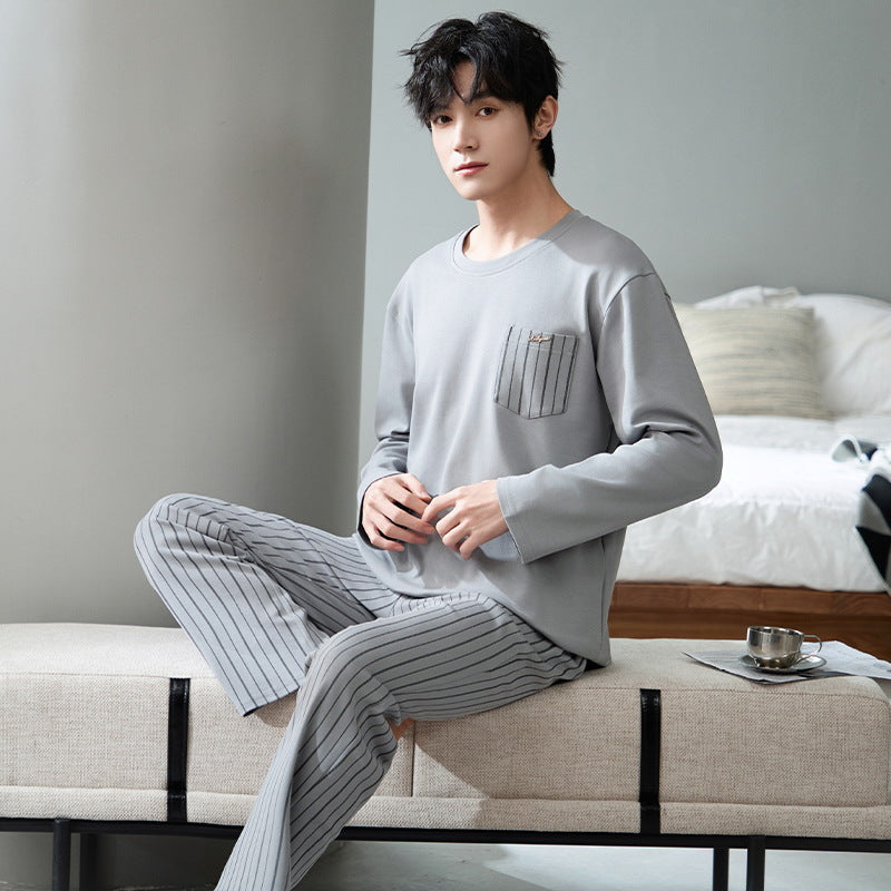 Men's house suit made of 100% cotton, long-sleeved