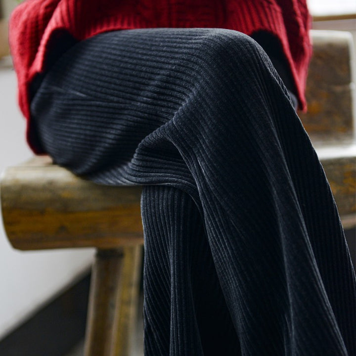 Lined cord wide pants with drawstring