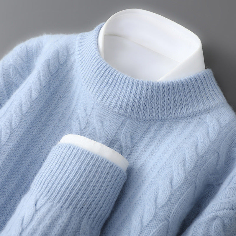 Men's Wool Sweater, 100% Wool, Stand Collar, Loose