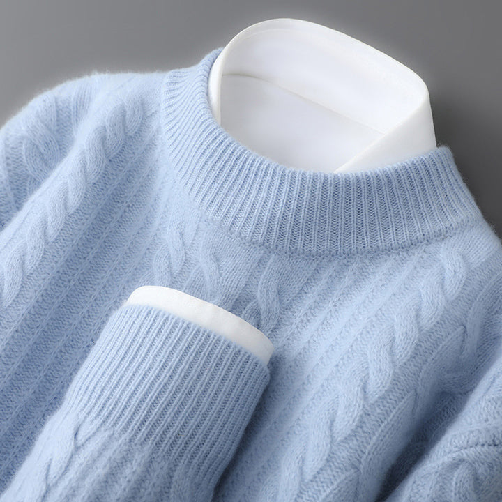 Men's Wool Sweater, 100% Wool, Stand Collar, Loose