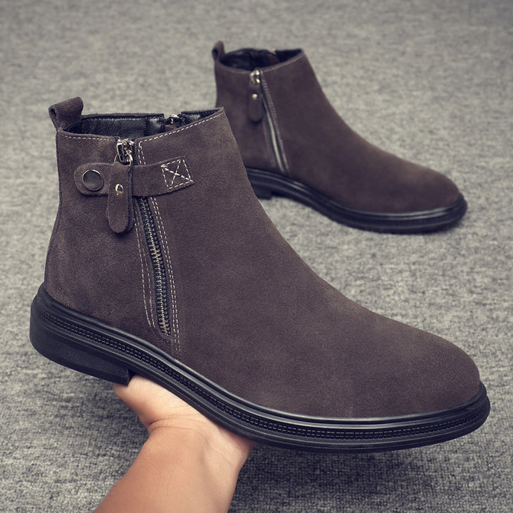 Men's Chelsea boots, suede look, lined