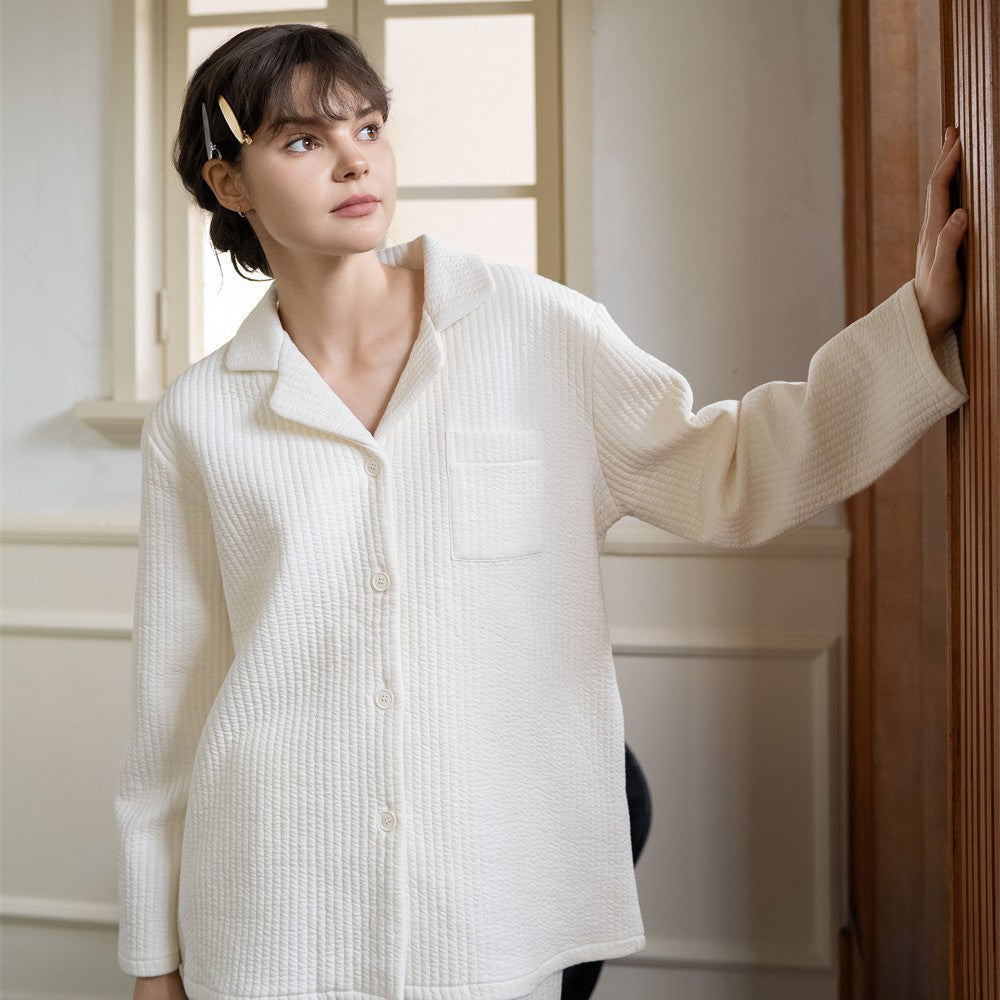 Cotton loungewear set for couples, long-sleeved