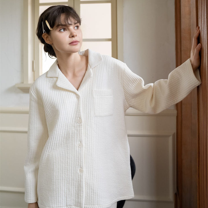 Cotton loungewear set for couples, long-sleeved