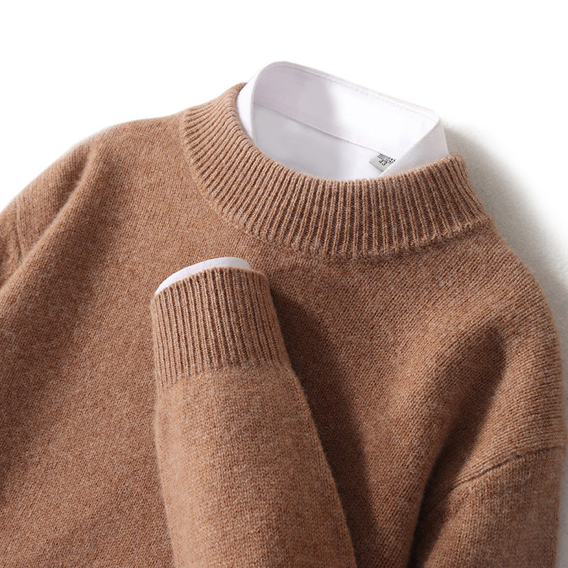 Men's wool sweater, stand-up collar, business style