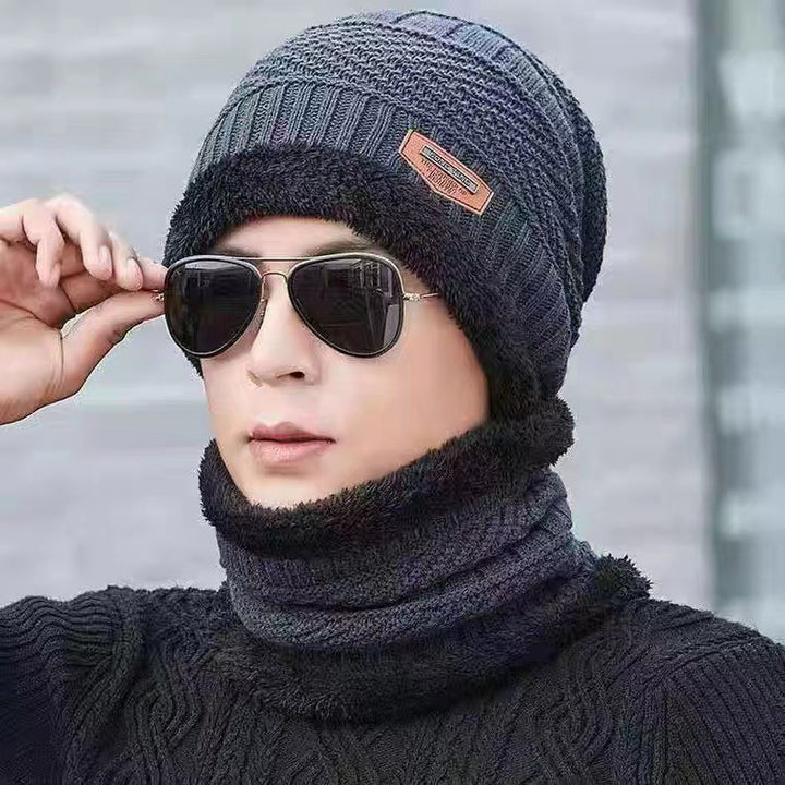 Knitted hat and scarf set for men