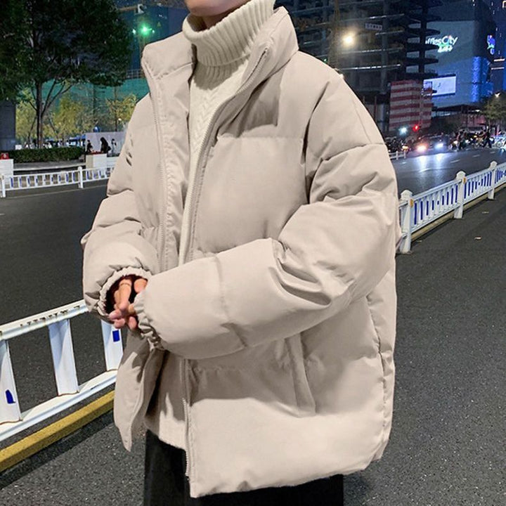 Padded men's winter jacket with stand-up collar