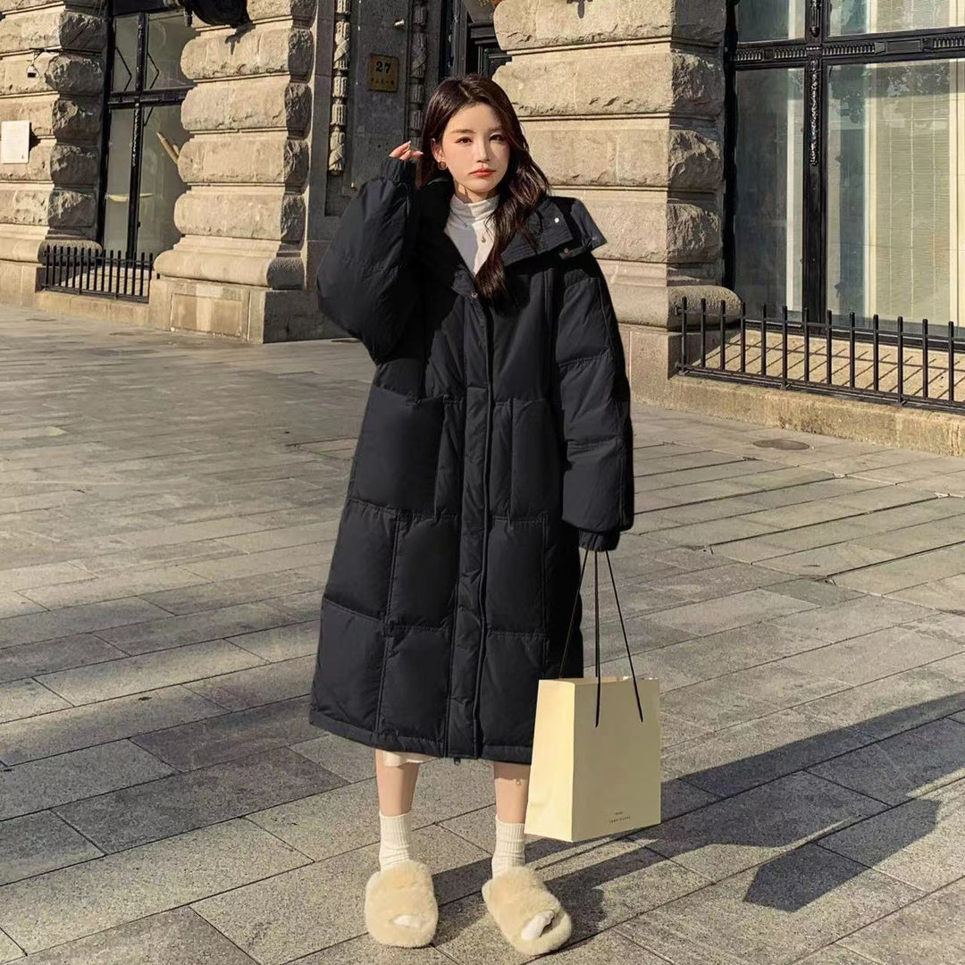 Mid-length, padded hooded jacket, lined