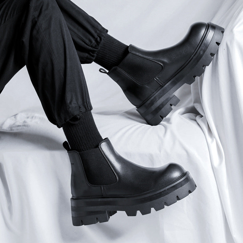 Men's Chelsea boots, platform, microfiber