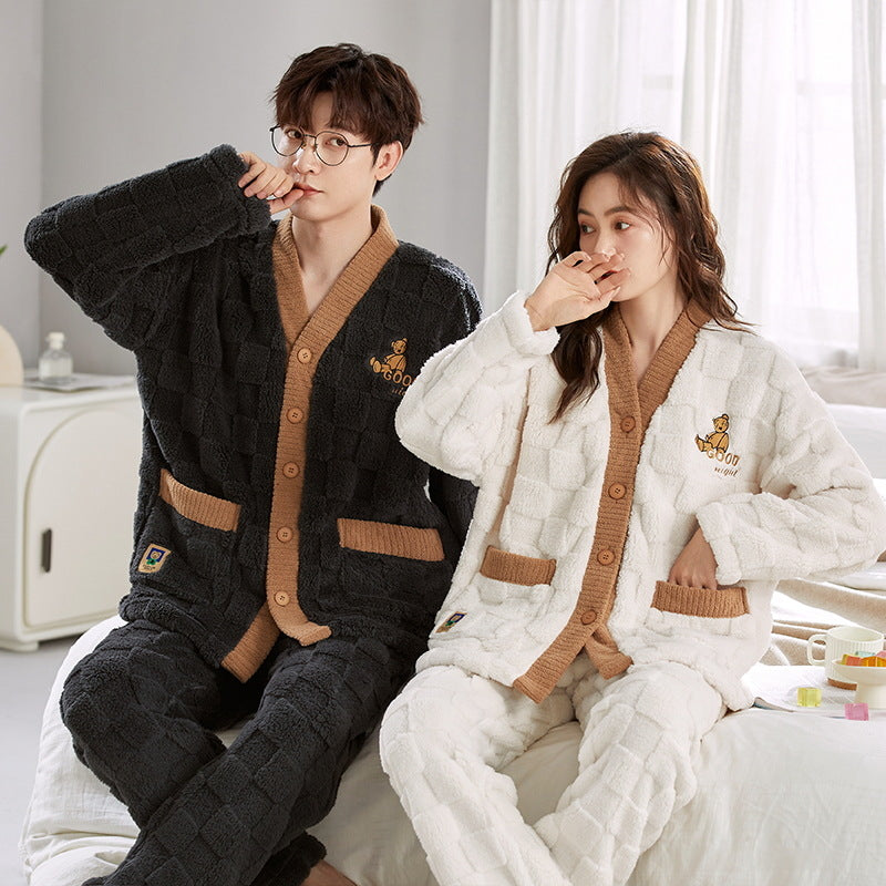 Fluffy flannel loungewear for couples