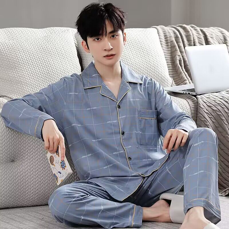 Men's Pajama Set, 100% Cotton, long-sleeved, buttoned
