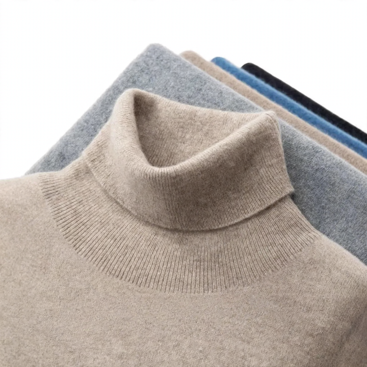 Men's turtleneck sweater made of pure wool, knitted