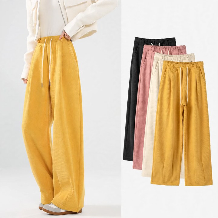 Ladies cord pants, insulated, wide fit