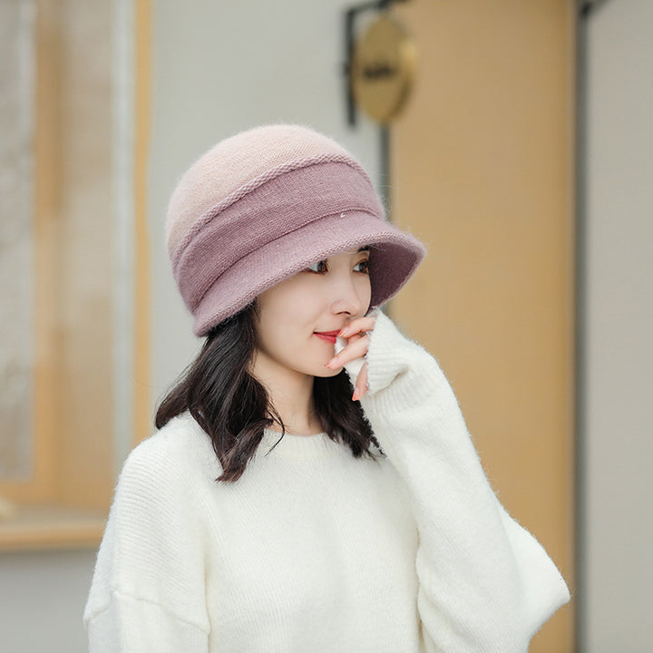 Winter knitted hat with scarf, lined