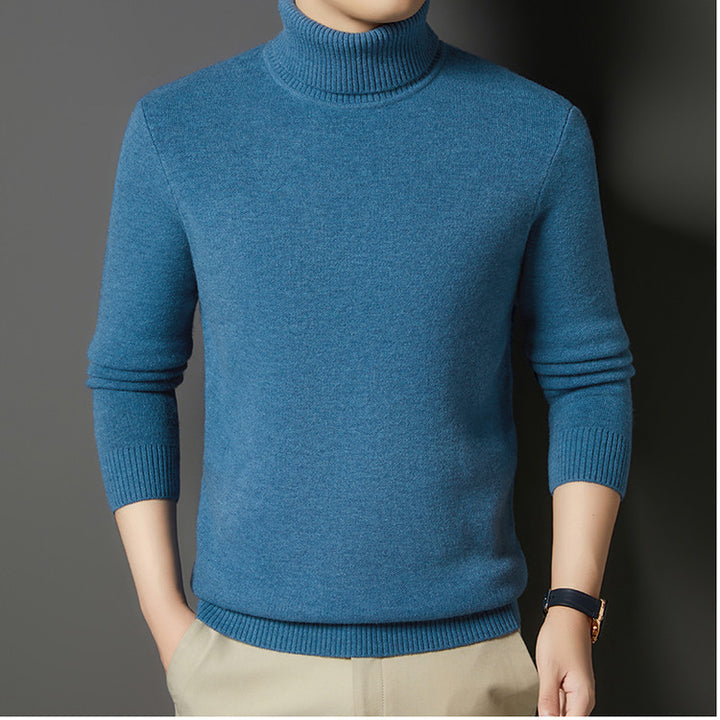 Men's turtleneck sweater with wool content, thick