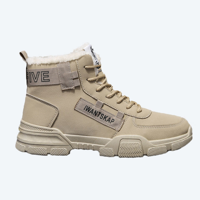 Padded men's winter boots, mid-height shaft