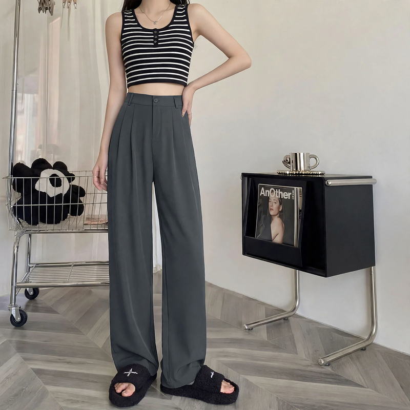 Padded cord wide pants, elegant cut