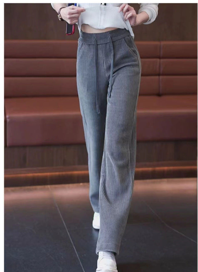 Narrow cord wide pants, lined