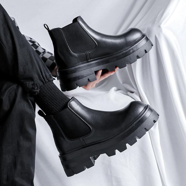 Men's Chelsea boots, platform, microfiber