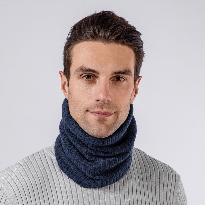Fleece-lined knitted neck warmer for men and women