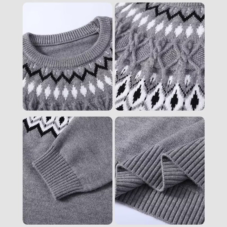 Men's knitted sweater with Fair Isle pattern