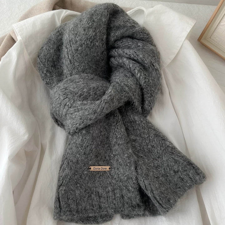 Alpaca wool blend knitted scarf, 22x162 cm