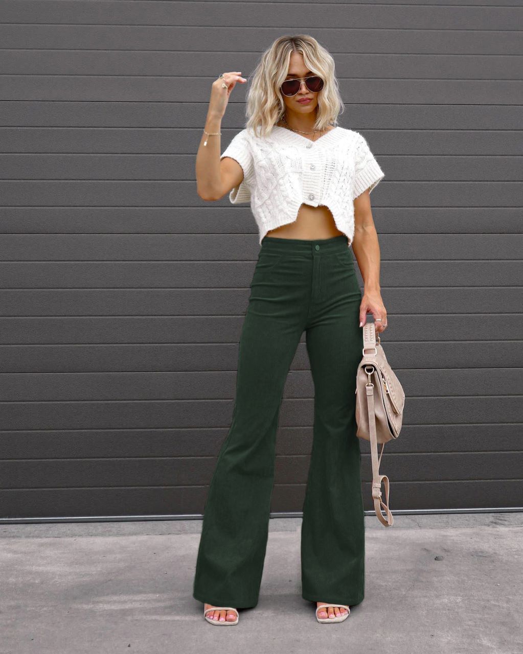 Women's corduroy pants with flared leg