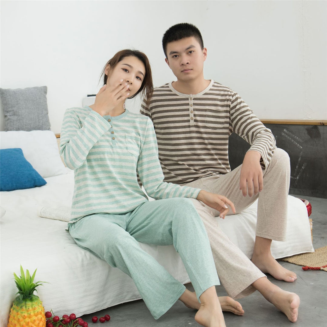 Pair pajamas made of jersey cotton, striped