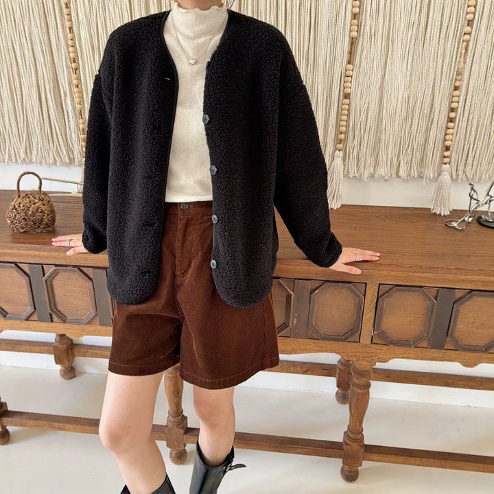 Sheepskin imitation cardigan, loose, warm