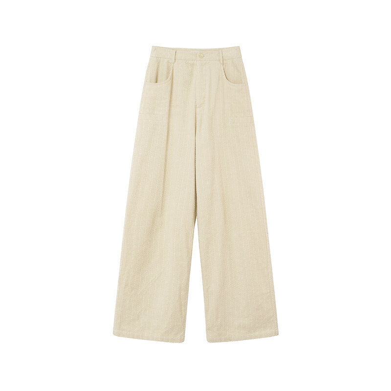 Ladies' corduroy pants with texture, wide cut