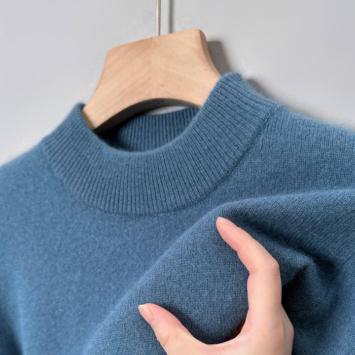 Men's sweater with stand-up collar, solid color