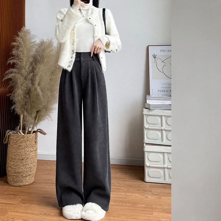 Women's corduroy pants in business style, lined