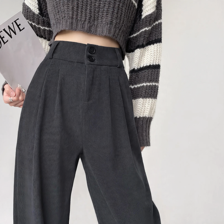 Padded chenille pants with high waist