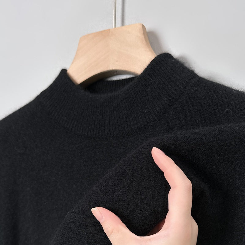 Men's sweater with stand-up collar, solid color