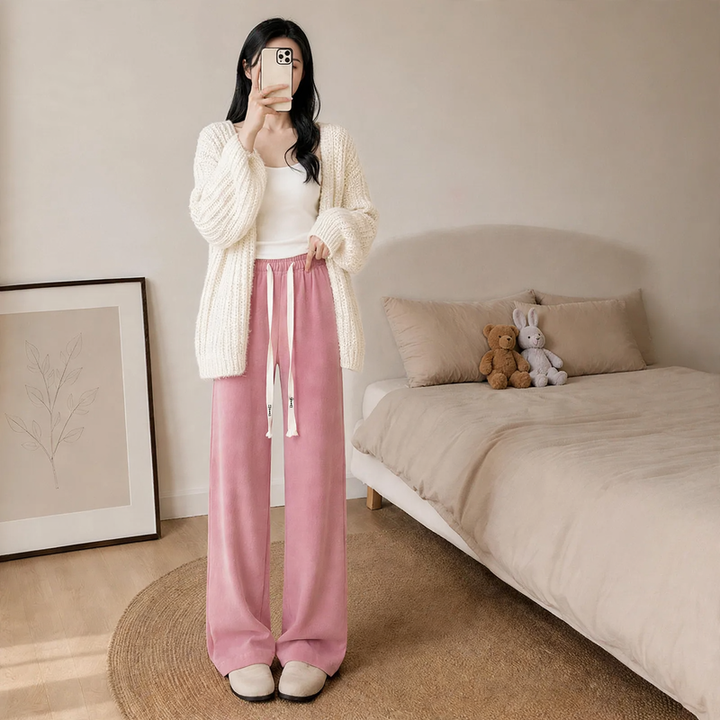 Women's corduroy pants with lamb fleece lining