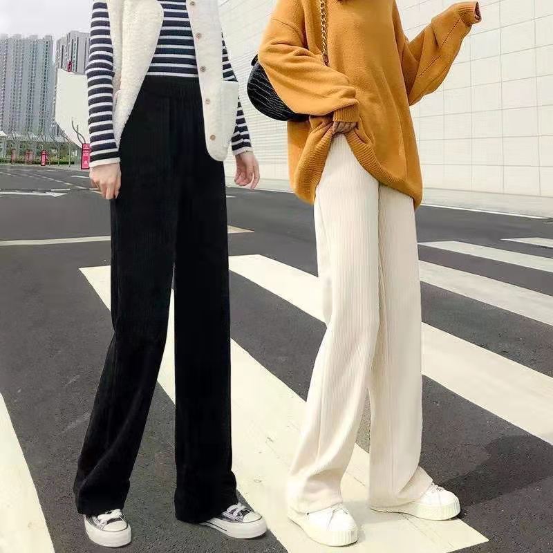 Women's wide-leg corduroy pants, lined